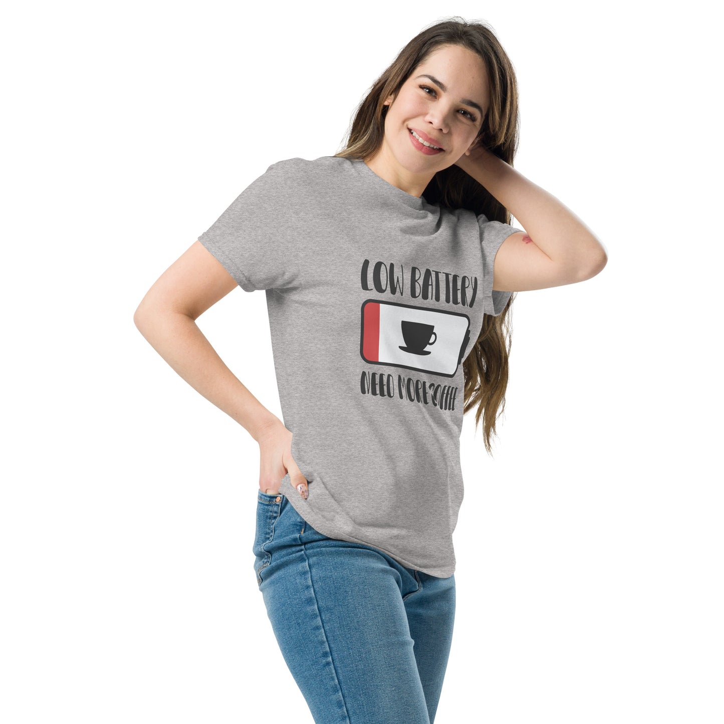 Low Battery Need Coffee Unisex classic tee