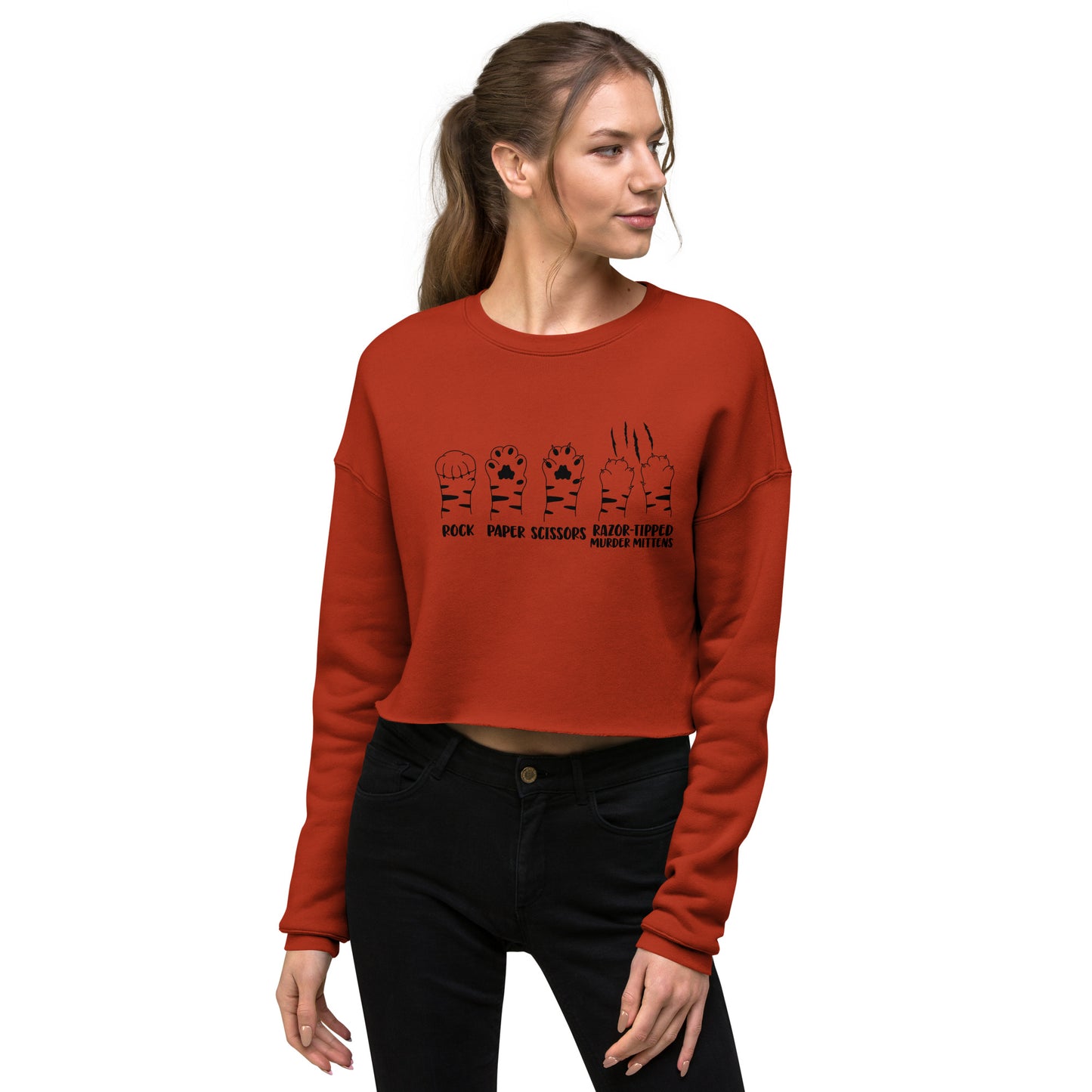 Rock Paper Scissors Razor Crop Sweatshirt